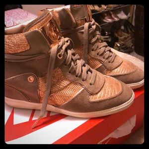 Worn twice Michael Kors wedge sneakers. Rose Gold